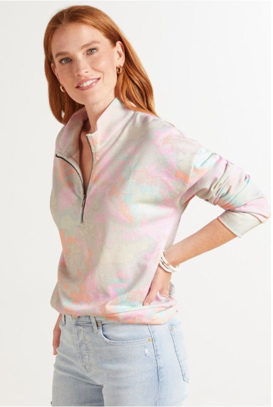 EVEREVE NWT Peyton Jensen Mia Tie Dye Mock Neck Zip Sweatshirt // XS